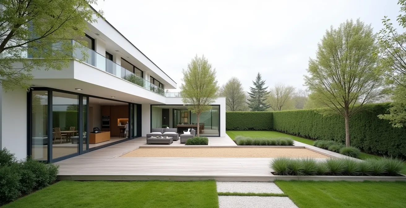Vue d'ensemble d'un jardin conçu pour évoluer avec les besoins familiaux